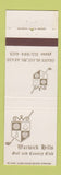 Matchbook Cover - Warwick Hills Golf Country Club Grand Blanc MI