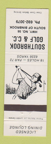 Matchbook Cover - Southbrook Golf Country Club Binbrook ON