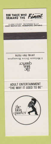 Matchbook Cover - Latin Quarter Brampton ON girlie Strip Club
