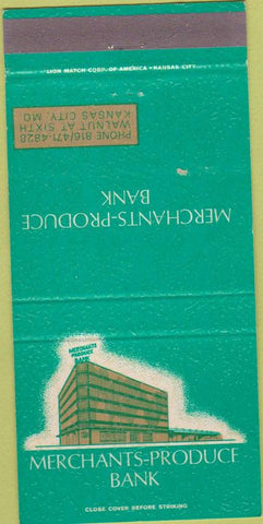 Matchbook Cover - Merchants Produce Bank Kansas City MO 30 Strike