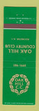 Matchbook Cover - Oak Hill Country Club Rochester NY