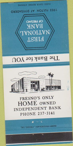 Matchbook Cover - First National Bank Fresno CA 30 Strike
