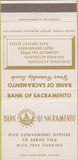 Matchbook Cover - Bank of Sacramento CA 30 Strike
