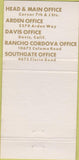 Matchbook Cover - Bank of Sacramento CA 30 Strike