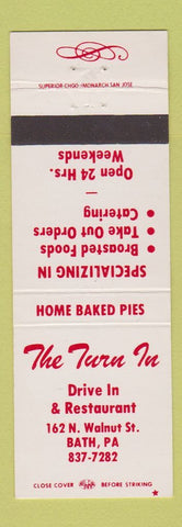 Matchbook Cover - Turn In Drive In Restaurant Bath PA
