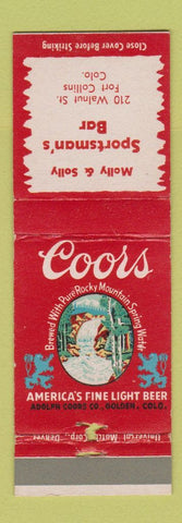 Matchbook Cover - Coors Beer Molly & Solly Sportsman's Bar Fort Collins Colorado
