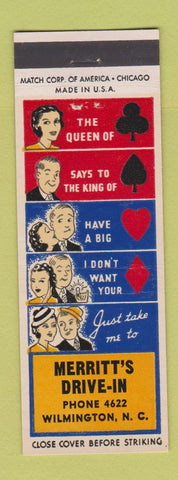 Matchbook Cover - Merritt's Drive In Wilmington NC