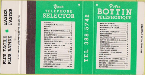 Matchbook Cover - Telephone Selector book 30 Strike