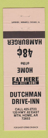 Matchbook Cover - Dutchman Drive Inn Mountain Home AR hamburgers