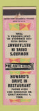 Matchbook Cover - Howard's Drive In Restaurant Chattanooga TN