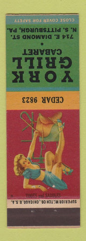 Matchbook Cover - York Grill Cabaret Pittsburgh PA pinup