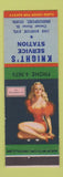 Matchbook Cover - Knight's Service oil gas Bridgeport CT pinup