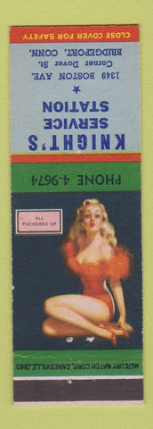 Matchbook Cover - Knight's Service oil gas Bridgeport CT pinup