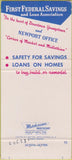 Matchbook Cover - First Federal Savings Youngstown OH 30 Strike
