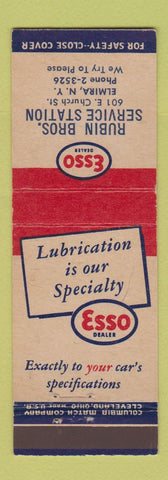 Matchbook Cover - Esso oil gas Rubin Bros Elmira NY