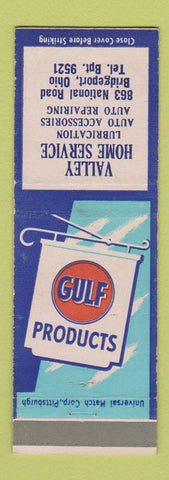Matchbook Cover - Gulf oil gas Valley Home Service Bridgeport OH