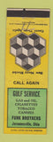 Matchbook Cover - Gulf oil gas Jeromesville OH Funk Bros
