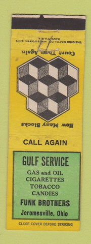 Matchbook Cover - Gulf oil gas Jeromesville OH Funk Bros