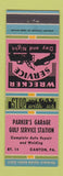 Matchbook Cover - Parker's Garage Gulf oil gas Canton PA