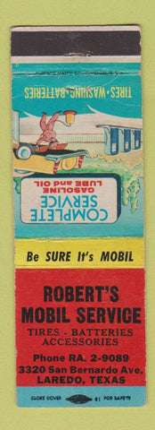 Matchbook Cover - Robert's Mobil oil gas Laredo TX