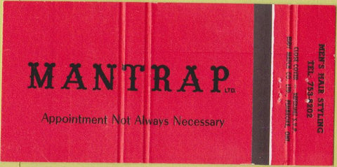 Matchbook Cover - Mantrap Men's Hair Salon 30 Strike