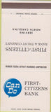Matchbook Cover - First Citizens Bank North Carolina NC 30 Strike