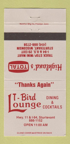Matchbook Cover - Highland's Total oil gas Sturtevant WI 30 Strike