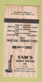 Matchbook Cover - Sam's Trucking Coleville Consort Swift Current SK AB 30 Strike