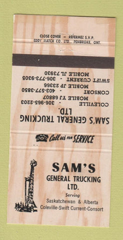Matchbook Cover - Sam's Trucking Coleville Consort Swift Current SK AB 30 Strike
