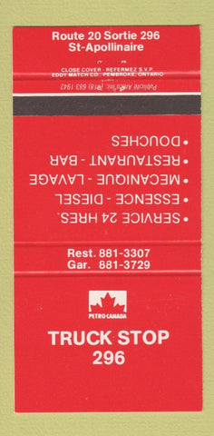 Matchbook Cover - Petro Canada oil gas St Apollinaire QC 30 Strike
