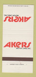 Matchbook Cover - Akers Motor Lines Trucking 30 Strike
