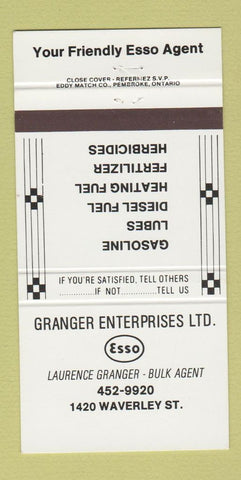 Matchbook Cover - Granger Esso oil gas  30 Strike