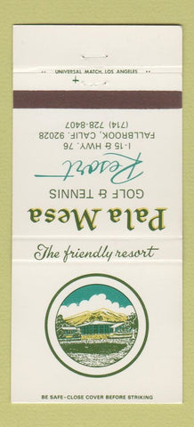 Matchbook Cover - Pala Mesa Golf Tennis Resort Fallbrook CA 30 Strike