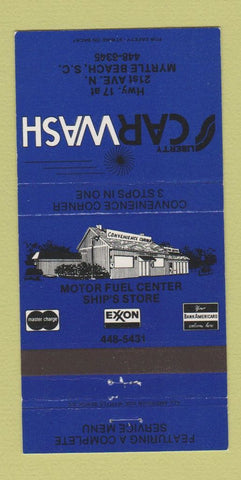 Matchbook Cover - Car Wash Exxon oil gas Myrtle Beach SC 30 Strike
