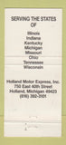 Matchbook Cover - TNT Holland Motor Express Trucking Holland MI 30 Strike