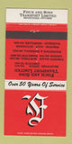 Matchbook Cover - Finch and Sons Trucking Brantford ON 30 Strike
