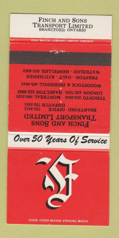 Matchbook Cover - Finch and Sons Trucking Brantford ON 30 Strike