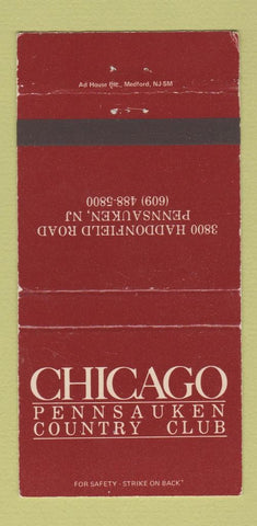 Matchbook Cover - Chicago Pennsauken Country Club NJ WEAR 30 Strike