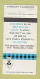 Matchbook Cover - Highland Transport Trucking West Hill ON Toronto 30 Strike