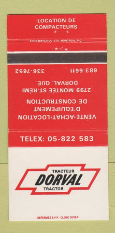 Matchbook Cover - Dorval Tractors QC 30 Strike