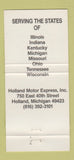 Matchbook Cover - TNT Holland Motor Express Trucking Holland MI 30 Strike