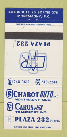 Matchbook Cover - Chabot Auto oil gas Transport Montmagny QC WEAR 30 Strike