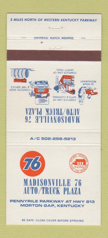 Matchbook Cover - Union 76 oil gas Madisonville Morton Gap KY 30 Strike