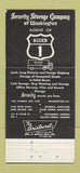 Matchbook Cover - Security Storage Washington DC trucking 30 Strike