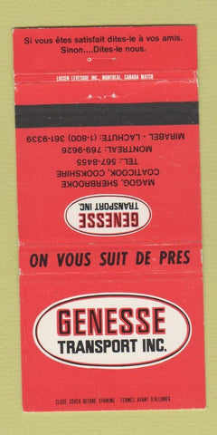 Matchbook Cover - Genesse Transport Trucking Magog Sherbrooke QC 30 Strike