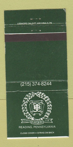 Matchbook Cover - Berkshire Country Club Reading PA 30 Strike