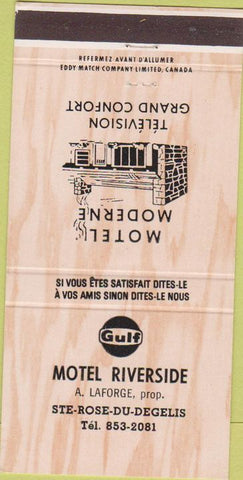 Matchbook Cover - Motel Riverside Gulf oil gas Ste Rose Du Degelis 30 Strike