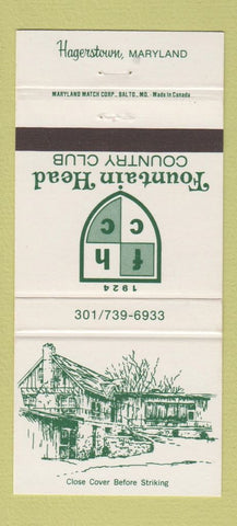 Matchbook Cover - Fountain Head Country Club Hagerstown MD 30 Strike