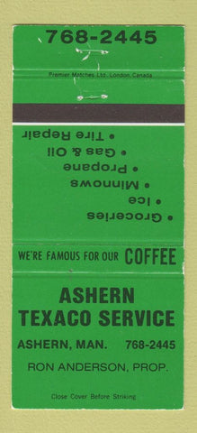 Matchbook Cover - Ashern Texaco oil gas MB 30 Strike