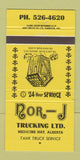 Matchbook Cover - Nor J Trucking Medicine Hat AB 30 Strike